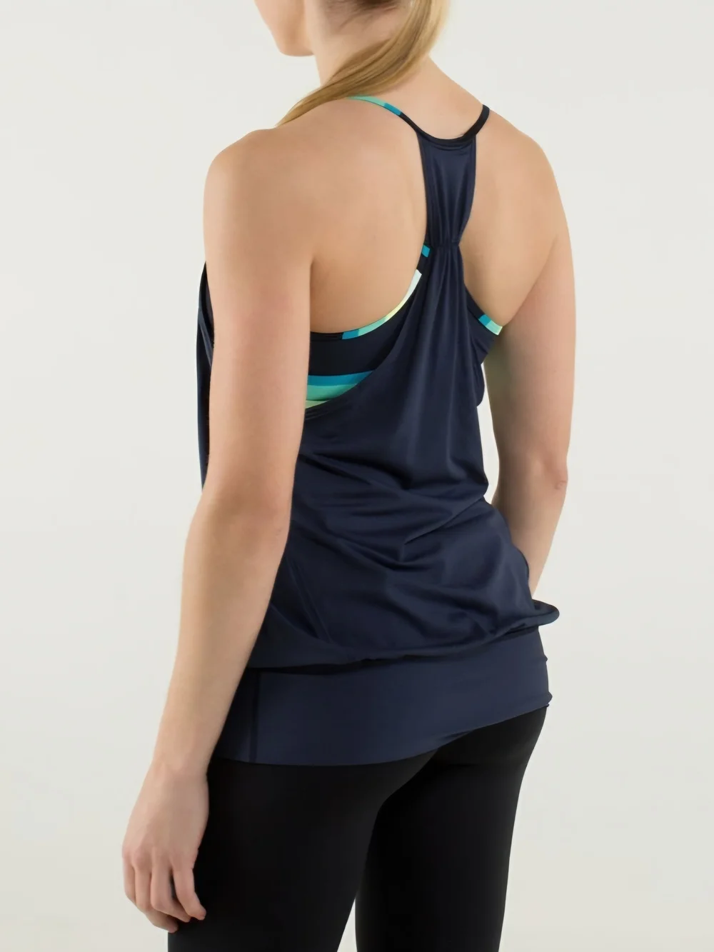 lululemon athletica Navy Tank with Teal Accent Straps